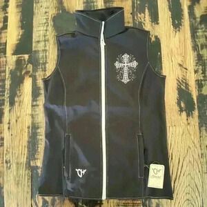 Cowgirl Hardware Women’s Black Vest Silver Sparkle Cross NWT Size: S